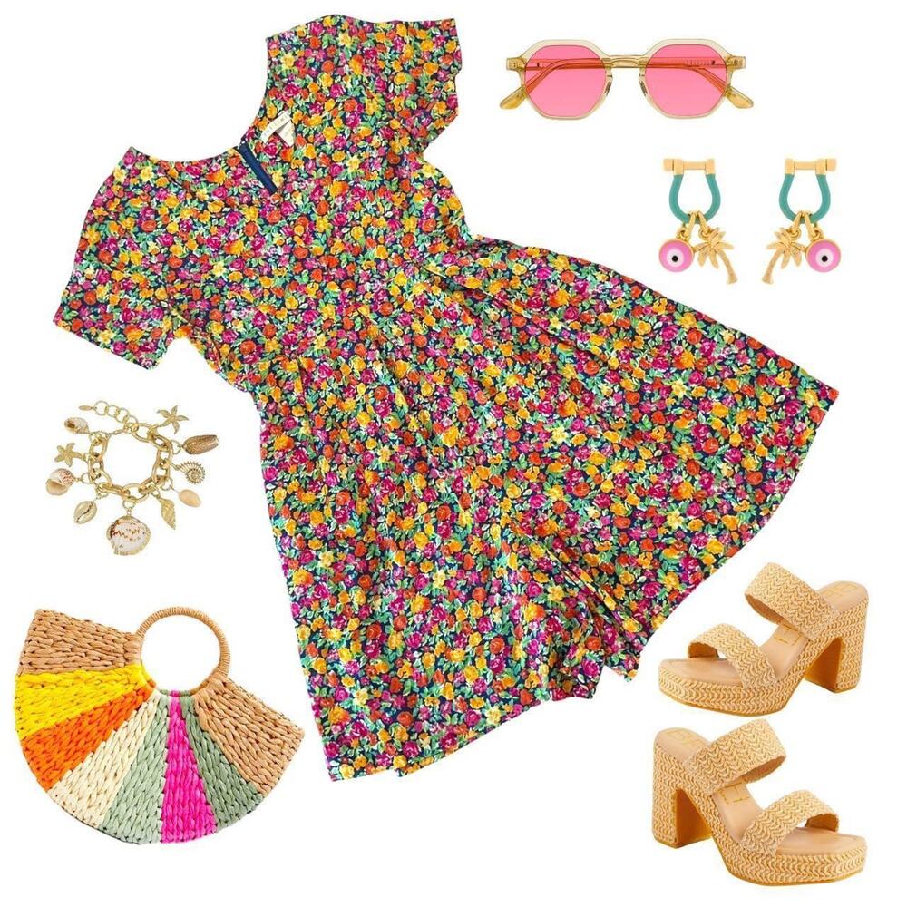 Floral short sleeve romper pockets